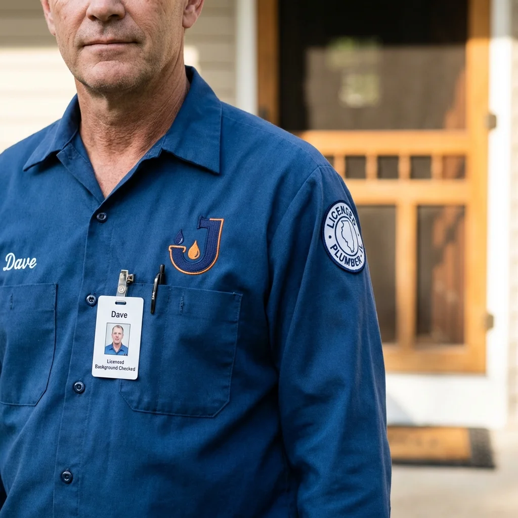 Licensed plumber showing ID badge in Sierra Vista, AZ