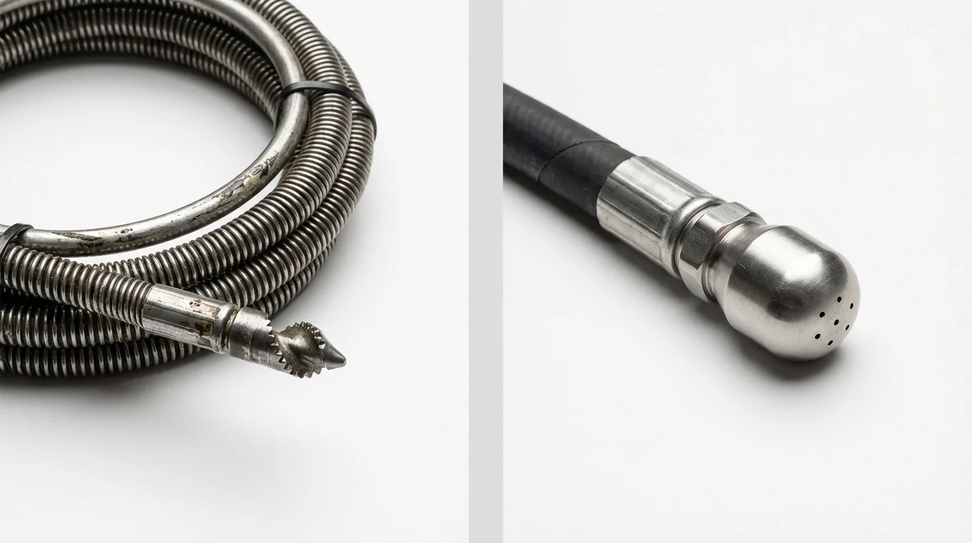 Drain snake cable and hydro jetting nozzle used for drain cleaning in Sierra Vista, AZ