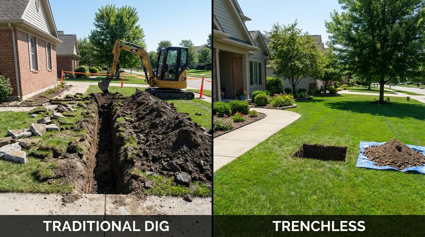Trenchless sewer repair with minimal yard damage versus traditional excavation in Sierra Vista, AZ